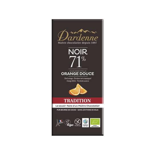 Chocolat noir 71% orange douce Dardenne 70g